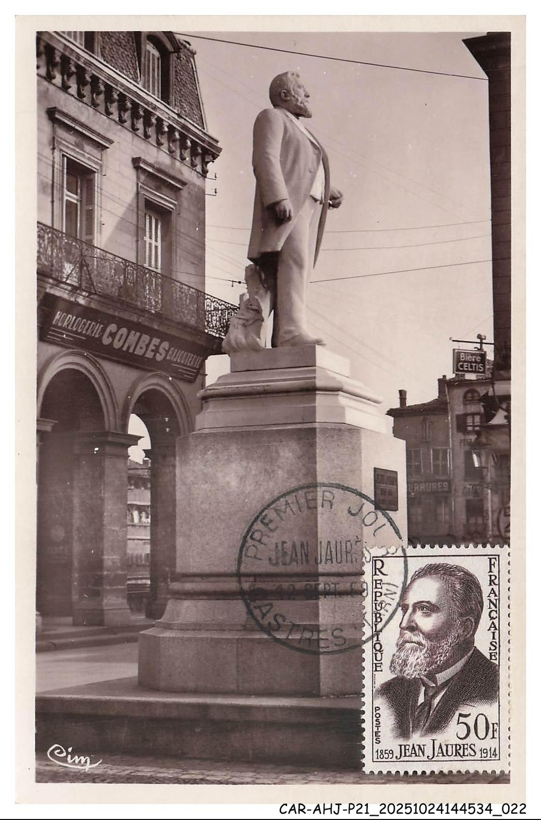 CAR-AHJP21-1115-CARD-MAXIMUM - Castres - Statue Of Jean-Jaurès - 1959