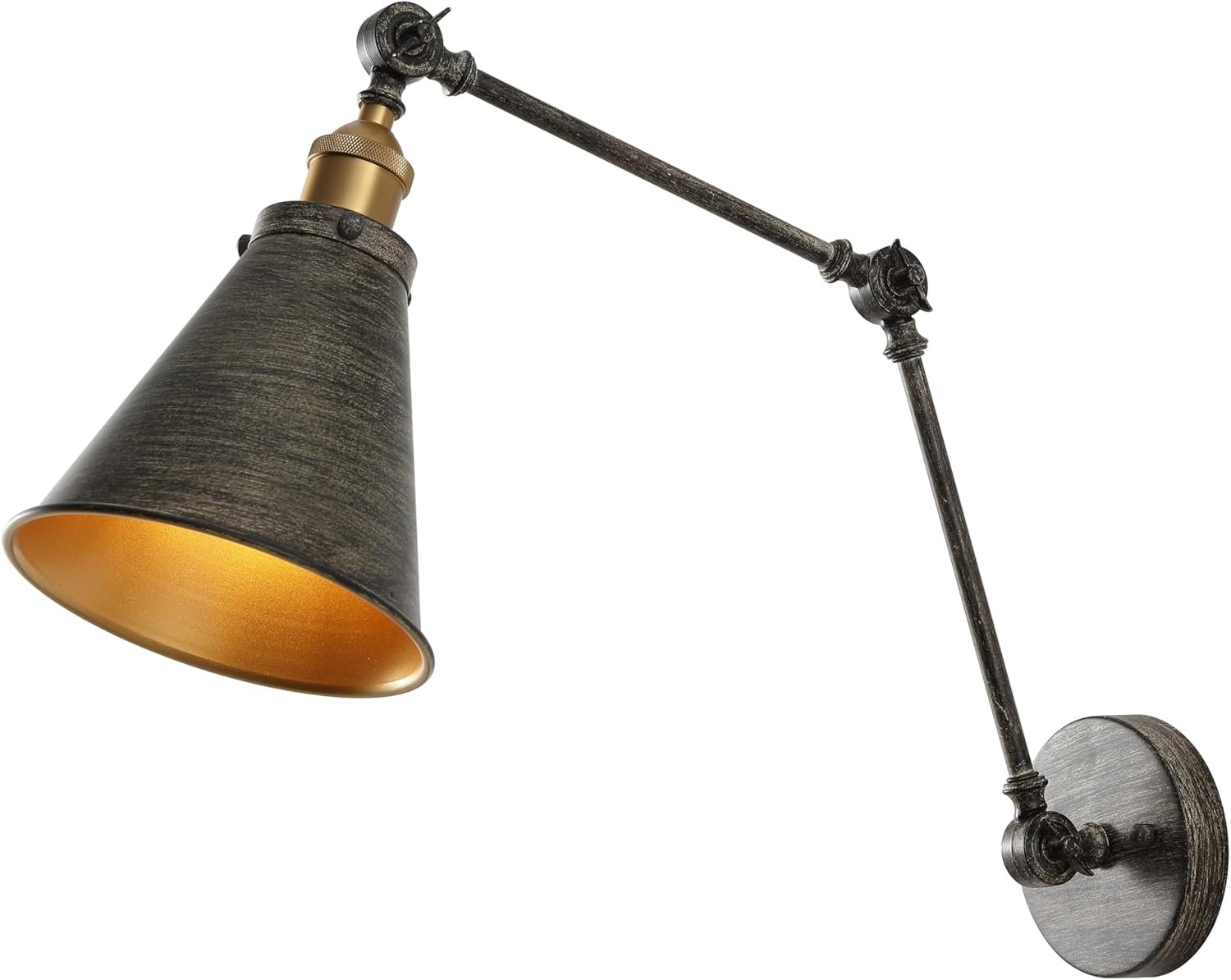 JONATHAN Y 7" Rustic Dark Gray/Brass Gold Metal Arm LED Wall Sconce JYL7462D