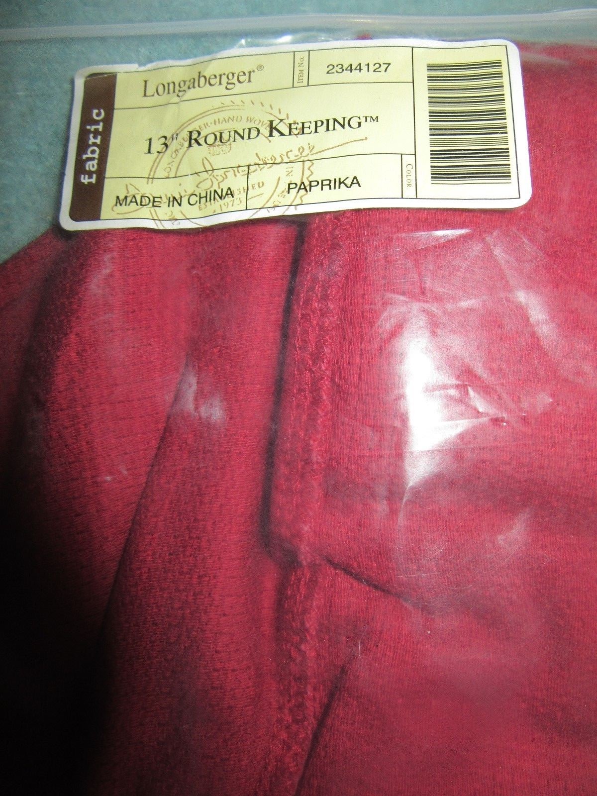 Longaberger~ Paprika Fabric Liner for 13" Round Keeping Basket New In Package