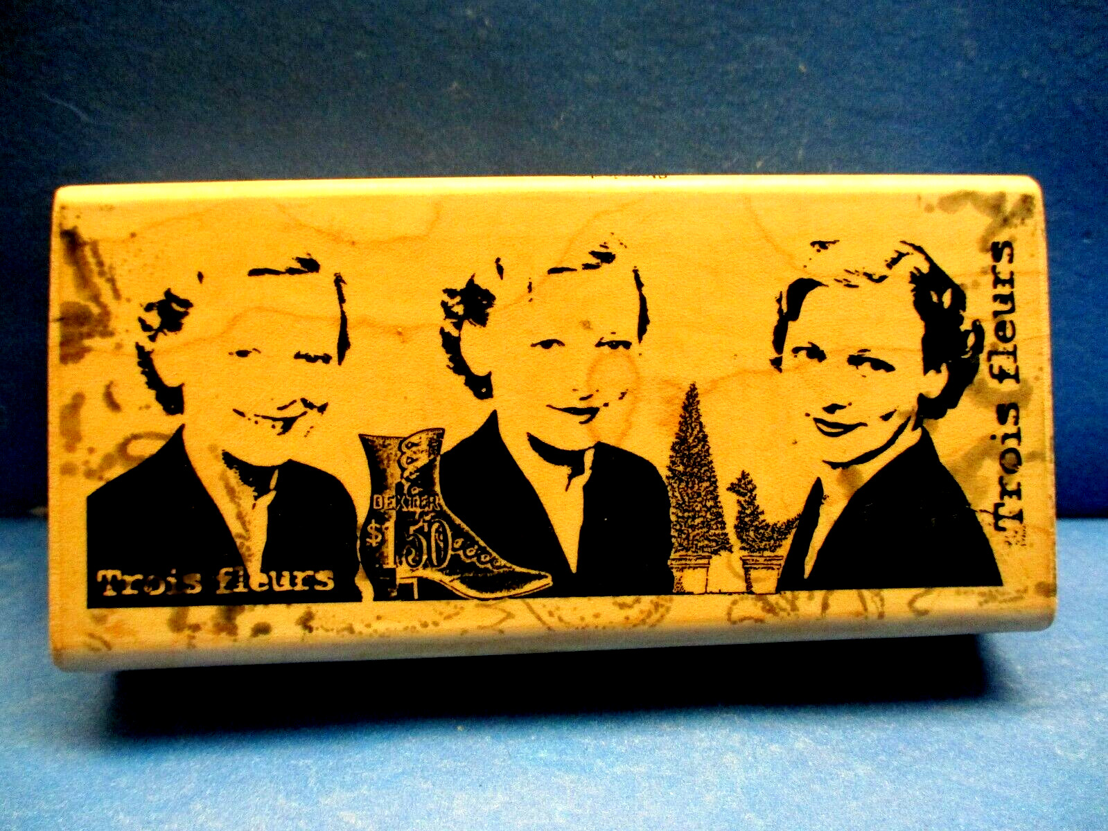 TRIO  SMILES LADIES STAMPINGTON RUBBER STAMP WOOD  MTD K5533