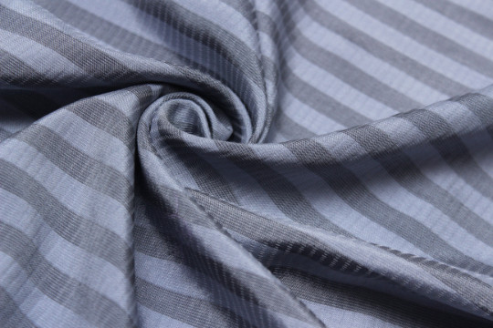 100%silk Dusty Blue Stripe Silk Fabric By the Half Yard F244
