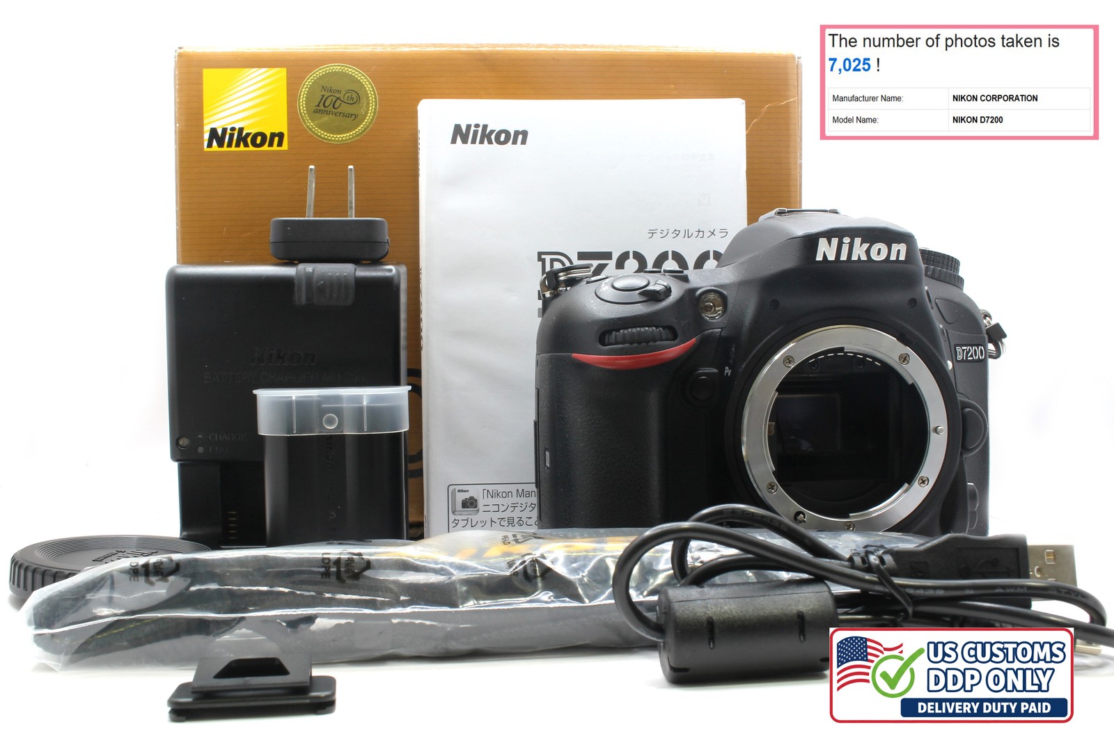 7.025 Shots [Boxed Top MINT] Nikon D7200 24.2MP DSLR Camera Body Only From JAPAN