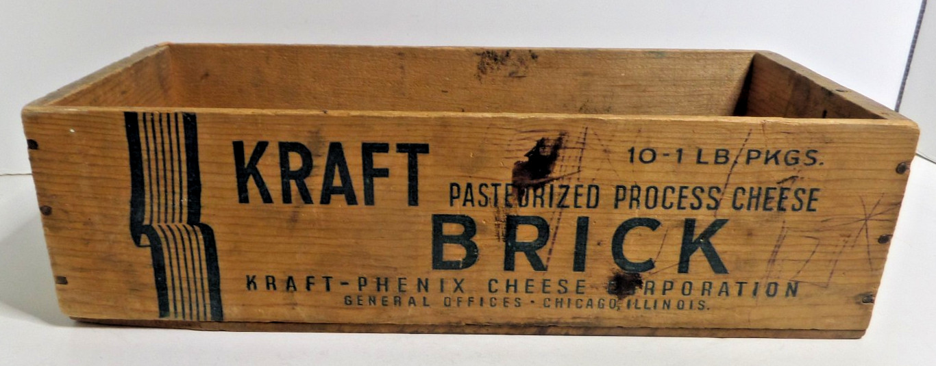 Kraft Brick cheese box wood 10- 1 lb size vintage