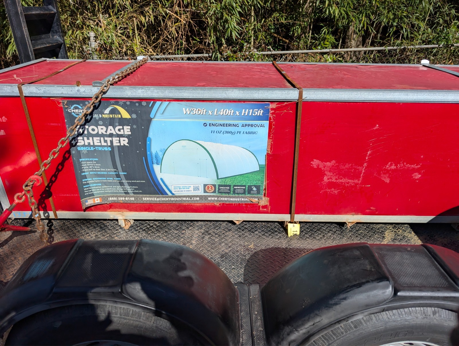 W30'xL40'xH15' Single Truss Storage Shelter 11OZ PE Canvas W/ Man Door