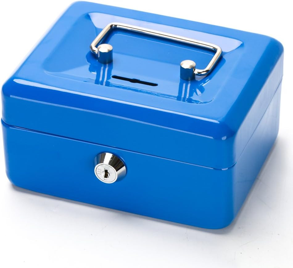 Small Cash Box with Lock and Slot, Metal Coin Bank Piggy Bank for Adults & Ki...
