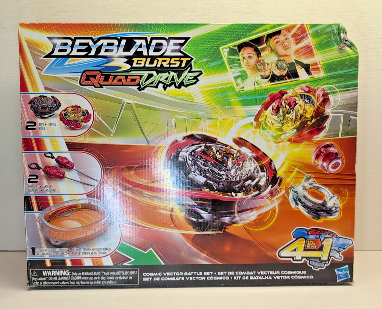 NEW! OPEN BOX! HASBRO BEYBLADE BURST QUAD DRIVE COSMIC VECTOR BATTLE SET 4-IN-1