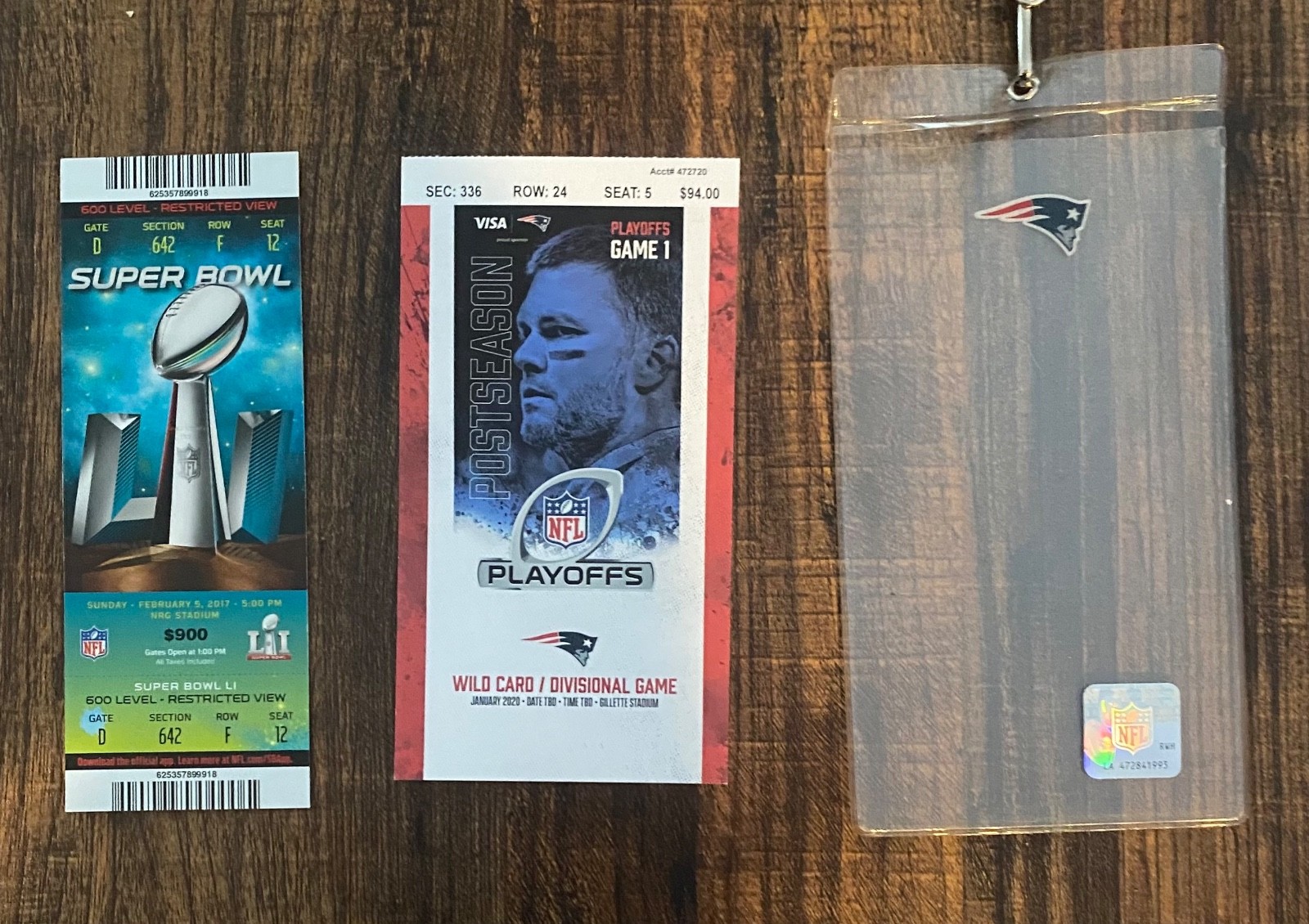 Original nfl game tickets from SB LI & 2020 NFL Wild Card Game