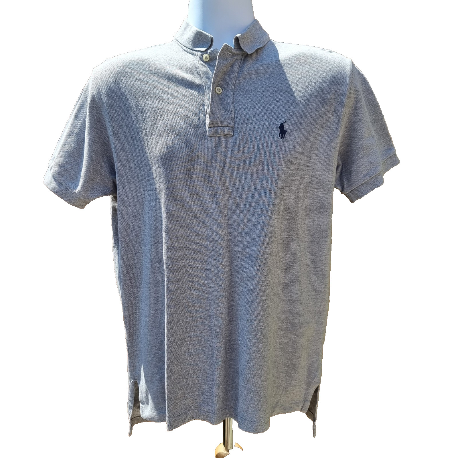 Ralph Lauren Grey Polo Shirt Men's Size Medium Short Sleeve 100% Cotton Preppy