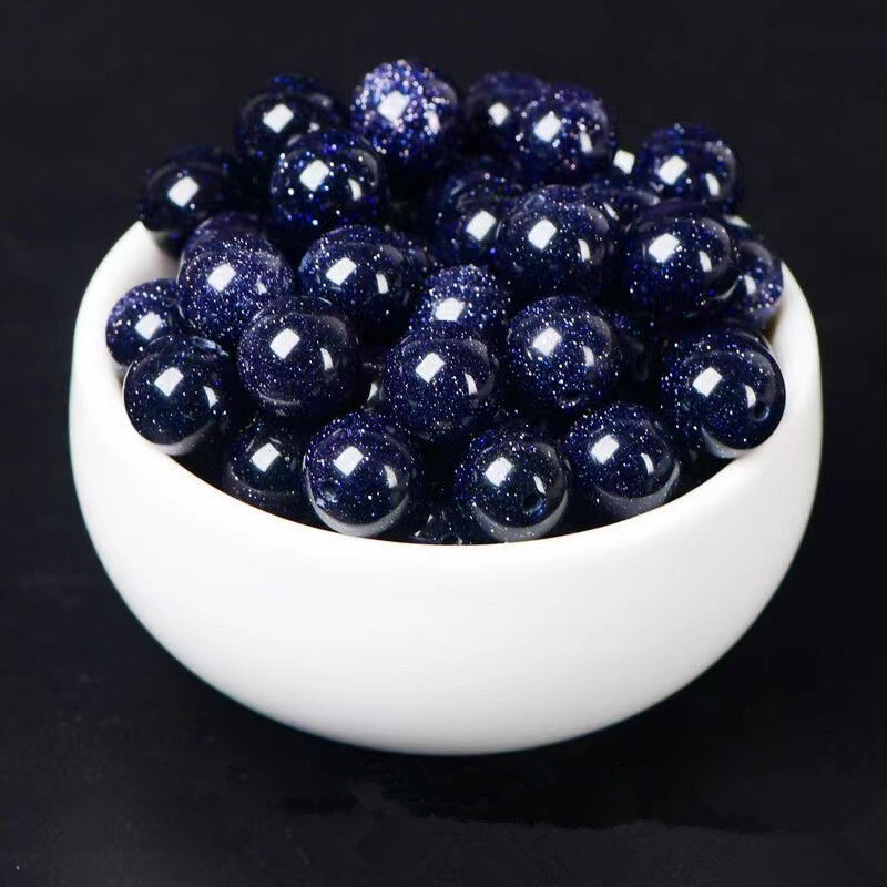 500PCS Natural Blue Sand Stone Gemstones Hole Round Loose Beads 8mm Jewelry