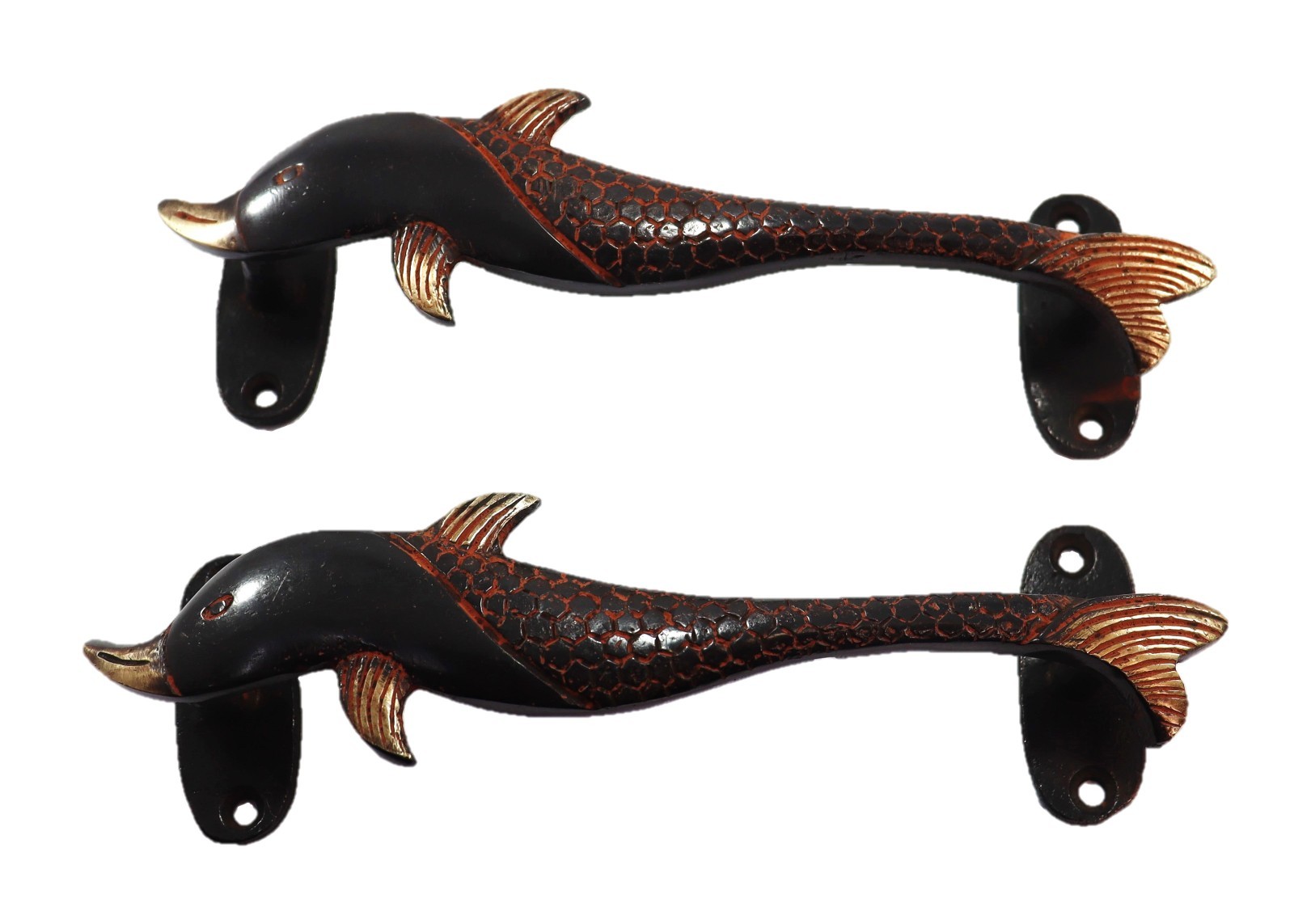 Red Fish Shape Antique Vintage Style Handcrafted Brass Door Pull Handles Knob