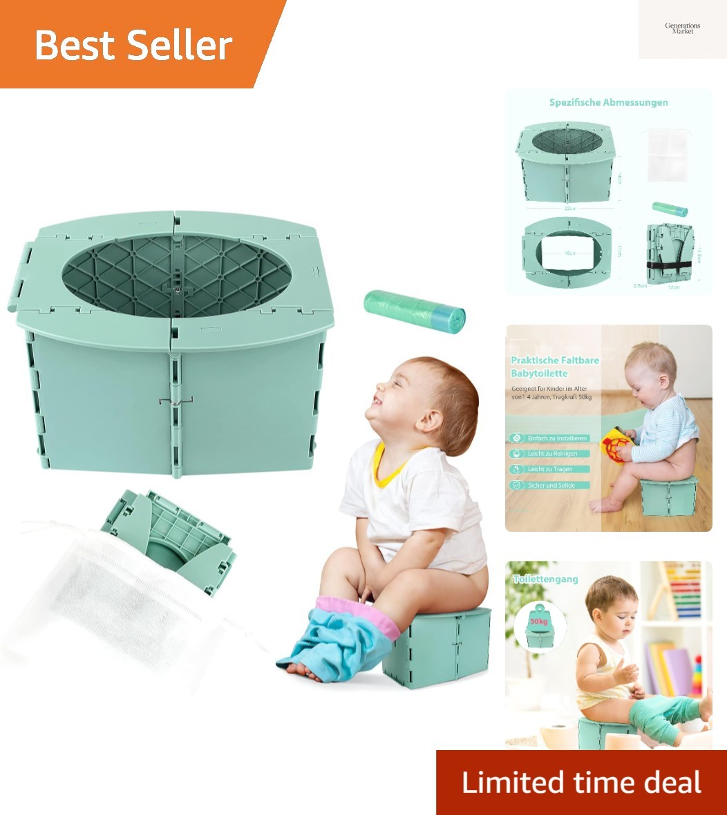 Portable Travel Potty for Kids - Reusable Folding Toilet for Camping Adventures