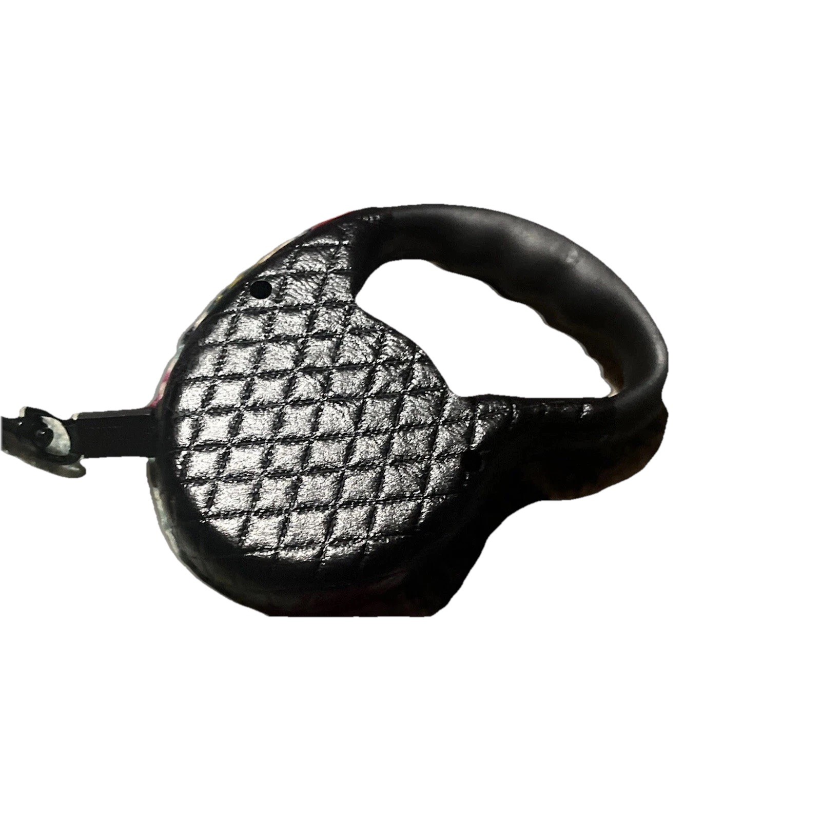 dog retractable leash Faux Leather Quilted Small Black