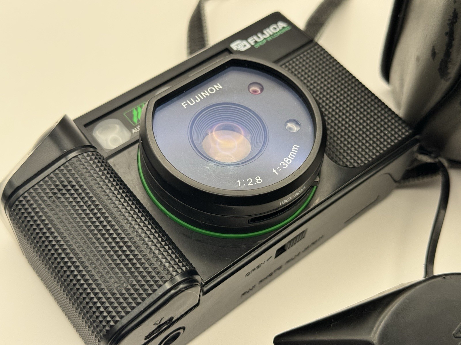 Fujica DL-100 Black 35mm Film Camera with Fujinon 38mm f/2.8 Lens and Case Works