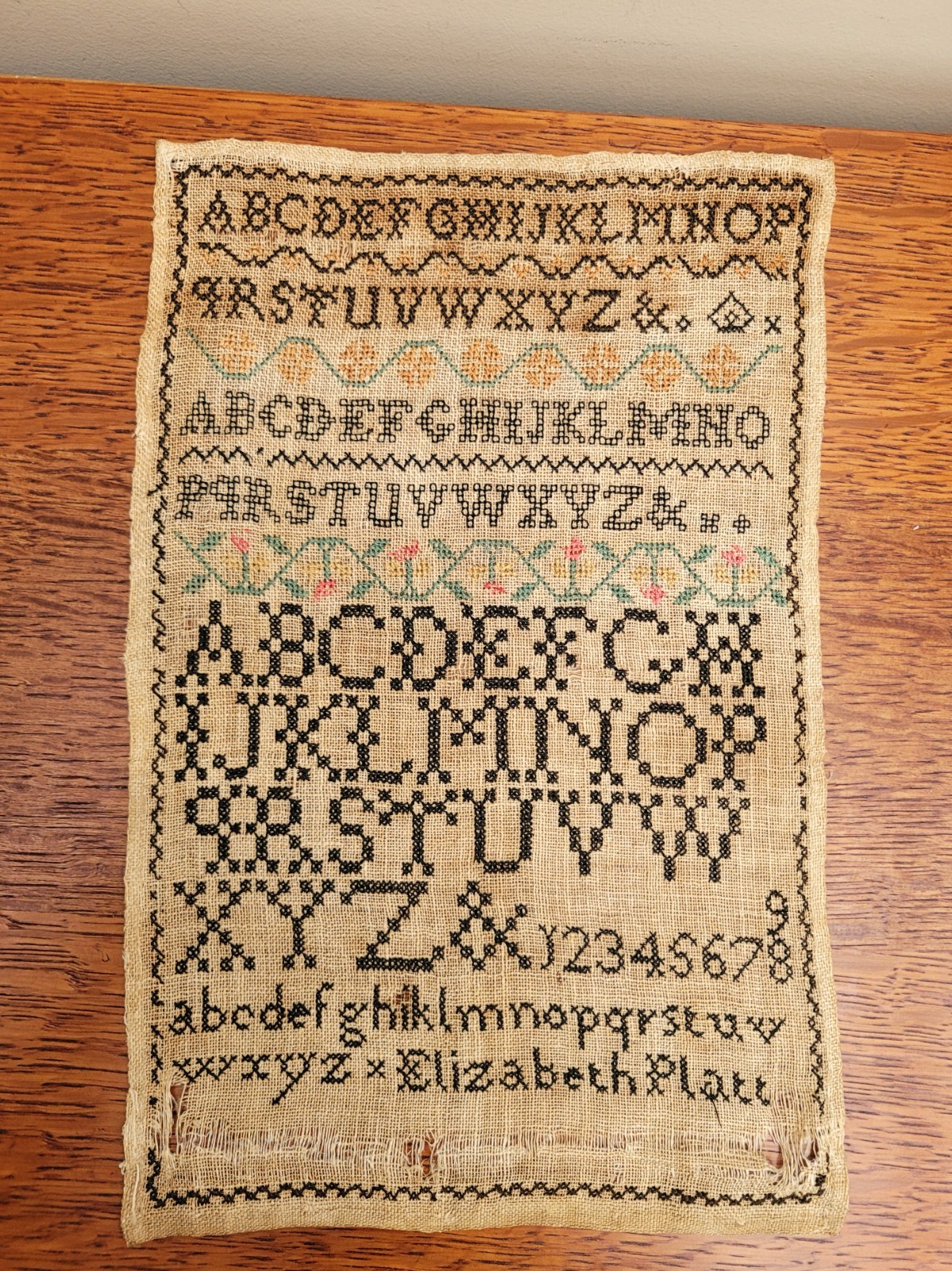 Traditional Victorian English Needlework Sampler - Alphabet & Numbers