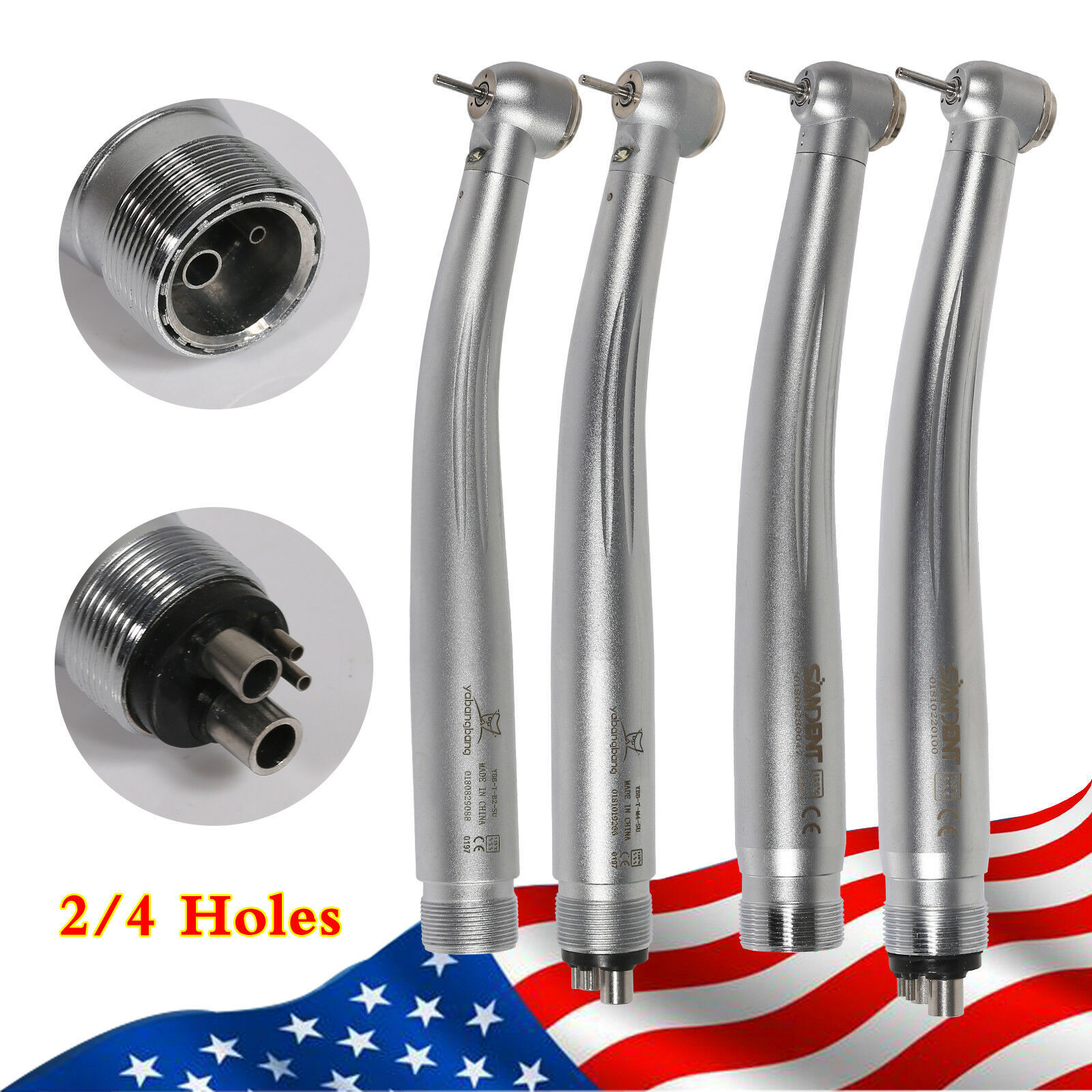 Dental High Speed/ LED E-generator Handpiece Push Button Turbine 4Hole Ybangbang