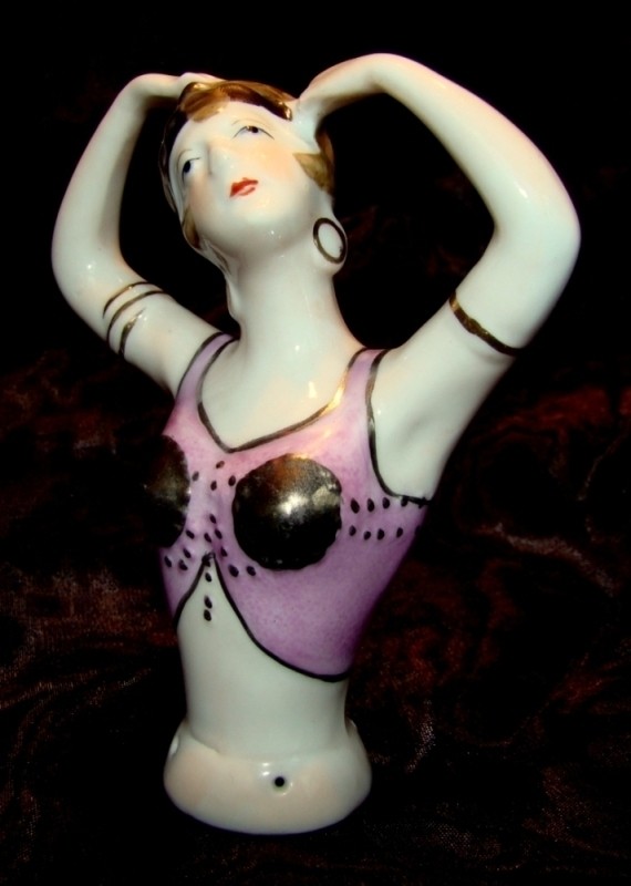 Half doll Figurine Mata Hari Sexy Doll Half Doll Pincushion Arms Away Art Deco-G