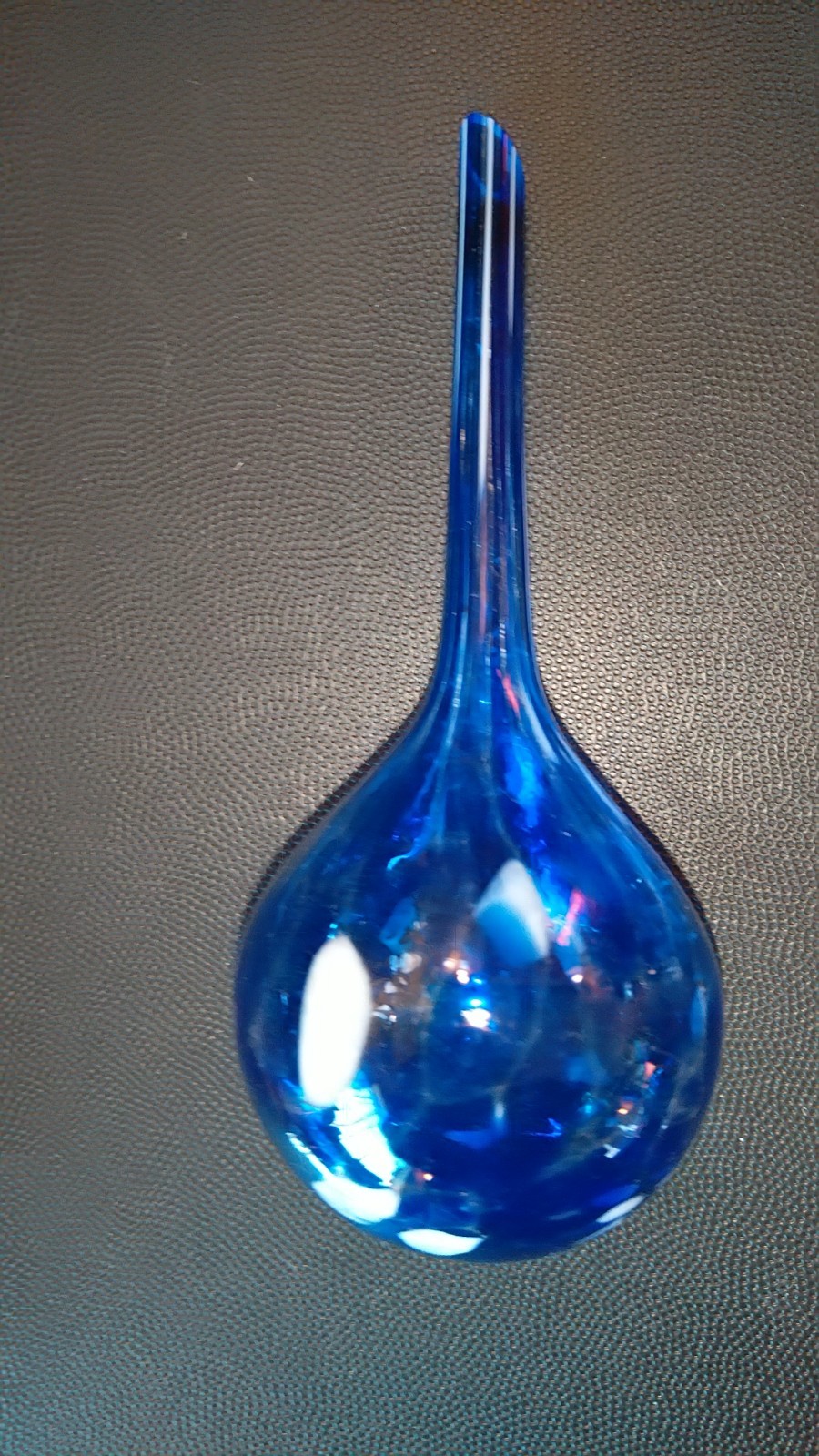 Hand Blown Stemmed 2.25 Inch Glass Ball for Planter-Indoor/Outdoor-Blue Design