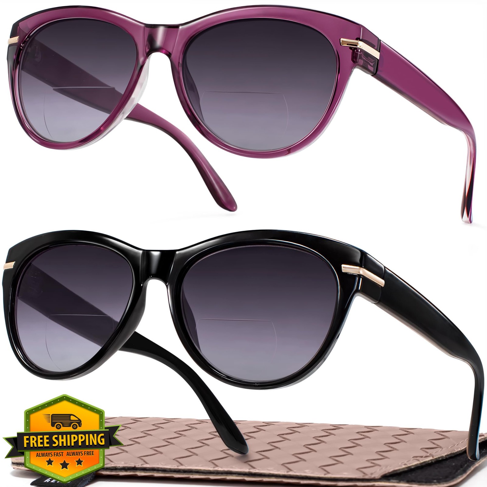 EASY READ 2pk Bifocal Reading Sunglasses Women Trendy UV400