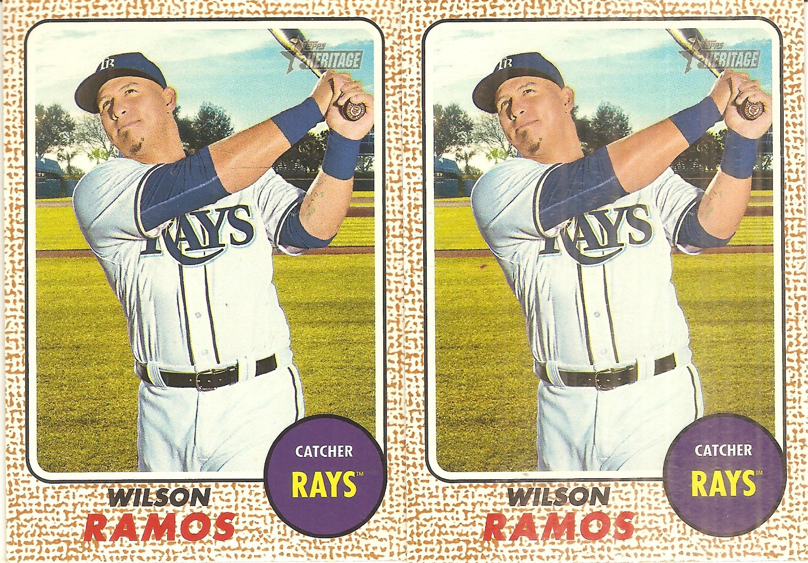 2 CARD 2017 TOPPS HERITAGE WILSON RAMOS BASEBALL CARD LOT