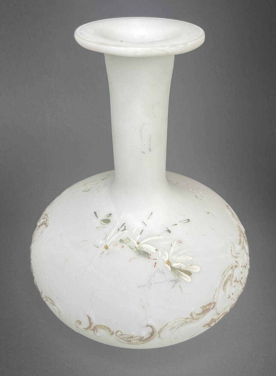 Antique 19th Century Vase Bottle Milk Glass Apothecary Potion Dresser White