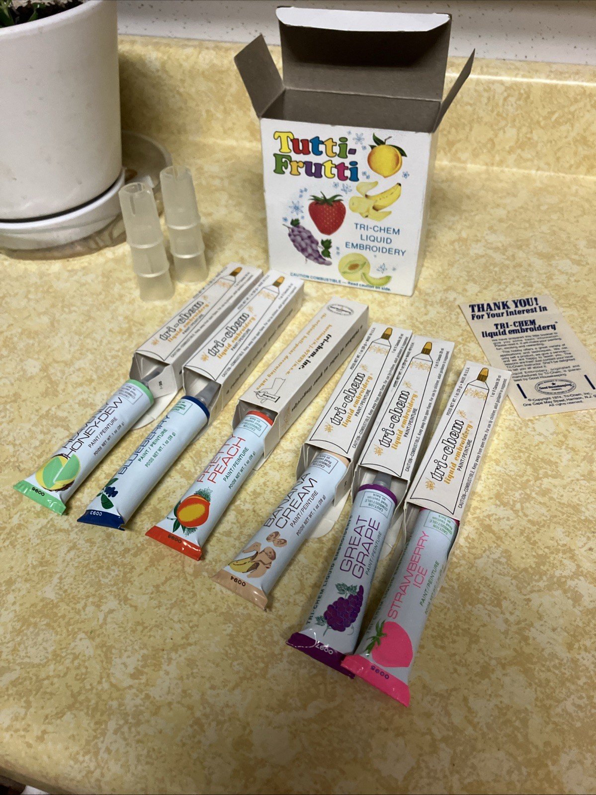 Tri-Chem Liquid Embroidery 6 Colors Tubes Paint, Tutti Frutti 0833 Set.