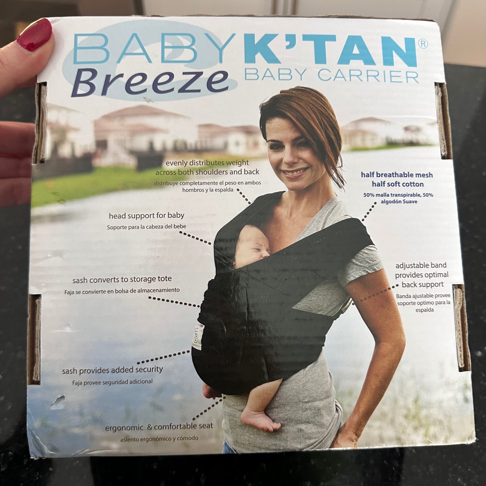 Baby K'tan Breeze Baby Carrier Size XS Black Mesh Cotton Jersey