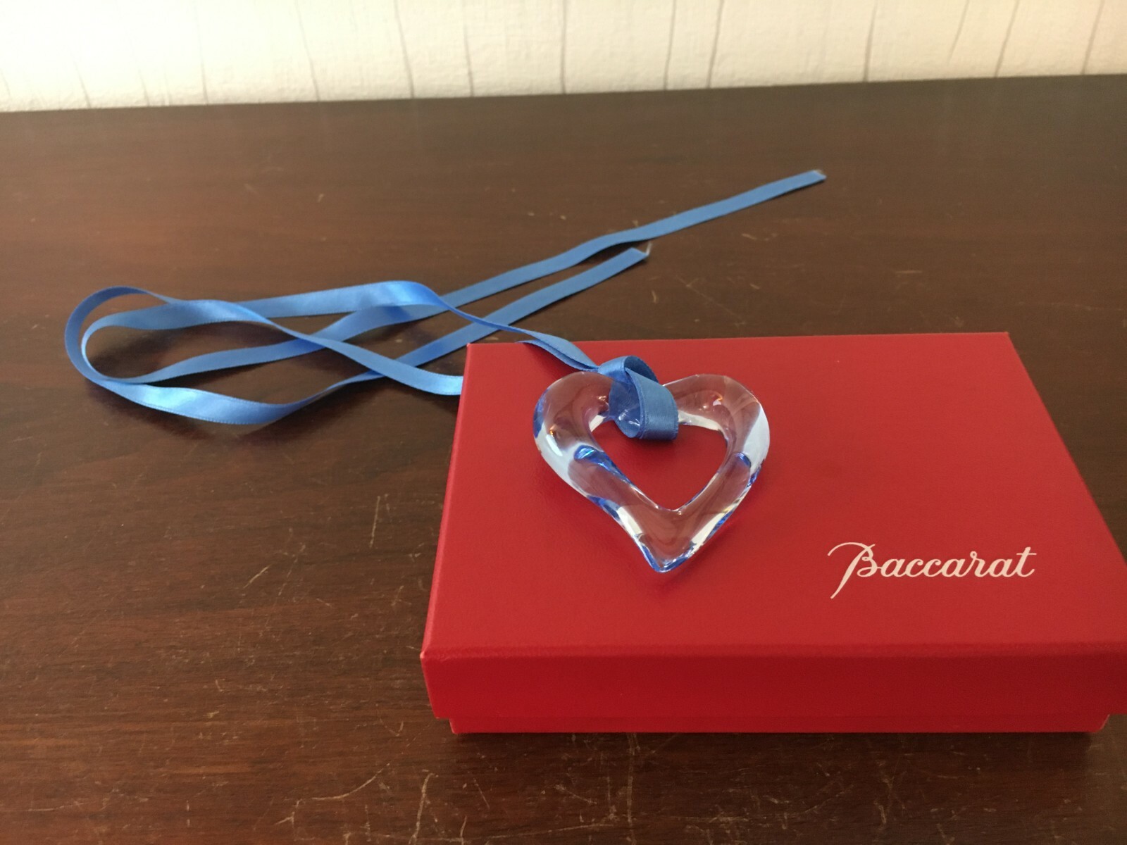 1 Sky Blue Heart Baccarat Crystal Necklace