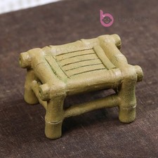 7.9cm Yixing Purple Clay Handcarved Bamboo Stool Tea Pet Zen Statue Ornament