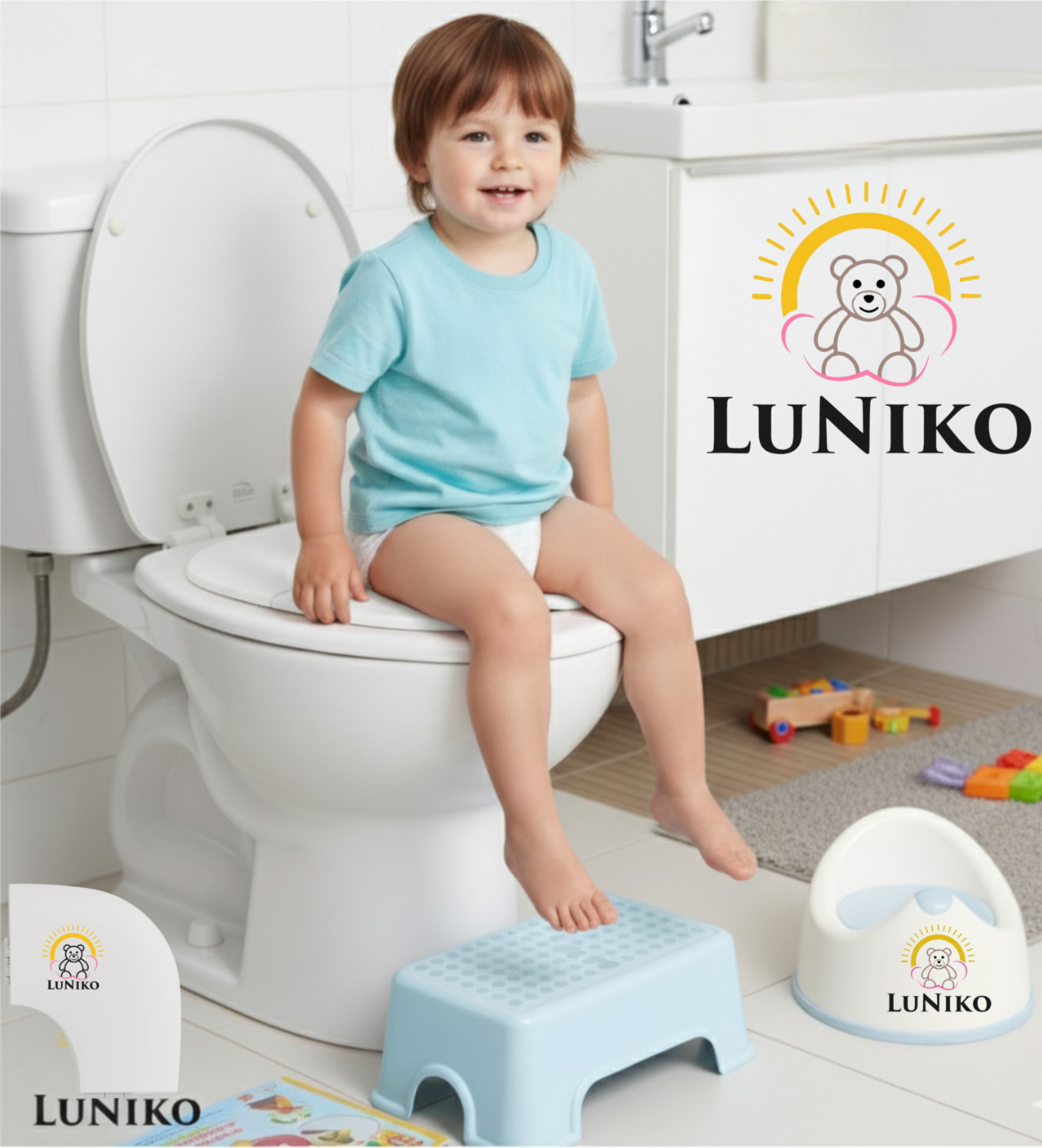 LuNiko Foldable Toddler Potty Toilet Training Seat Gray With Reward Chart Travel