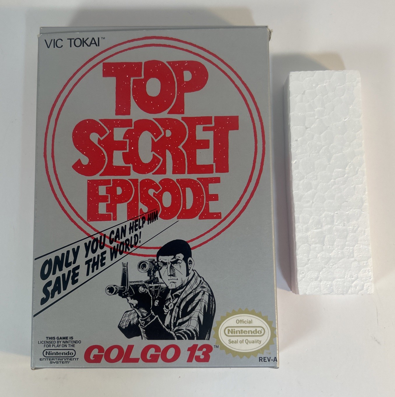 Golgo 13 Top Secret Episode NES Box & Styrofoam Insert Nintendo