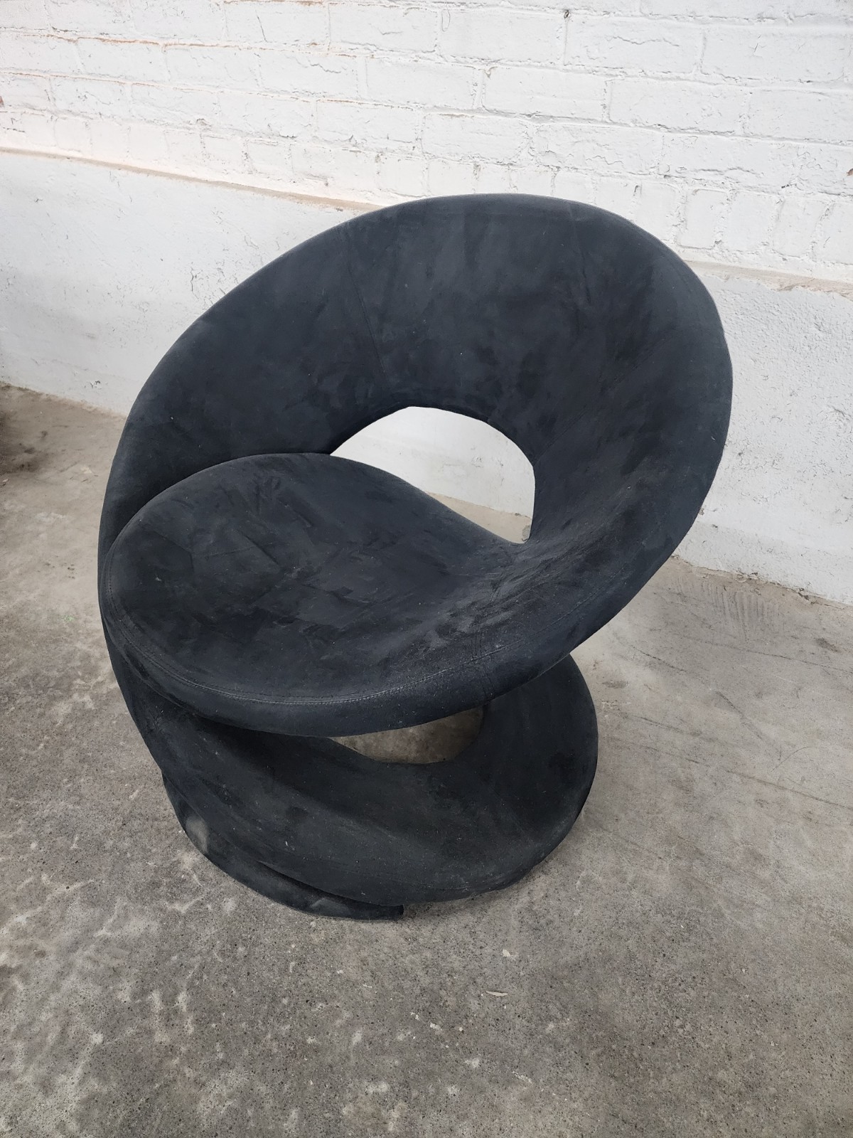 Vintage Black Swivel Lounge Chair Sculptural Mid Century Style Accent Chair