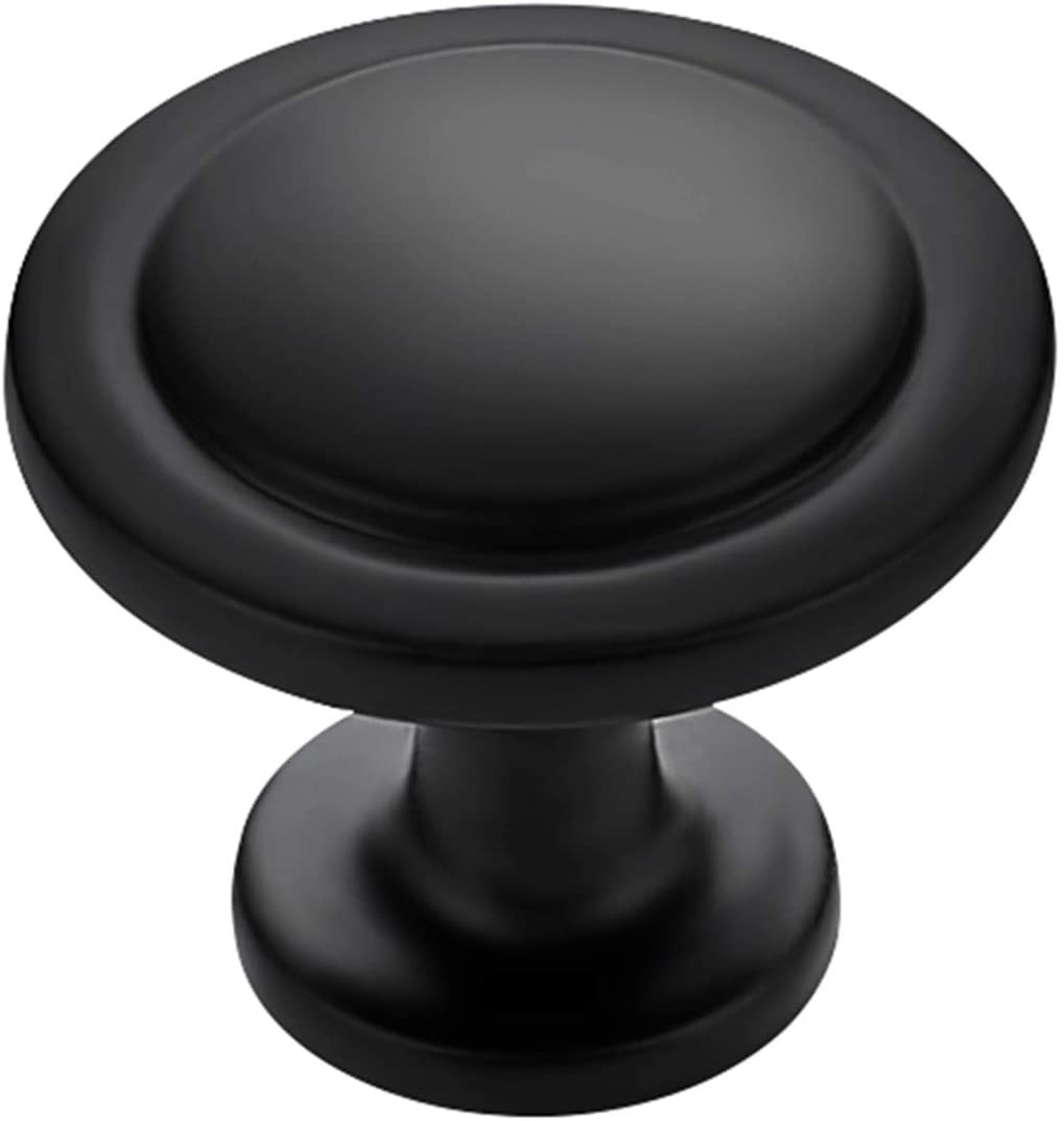 30 Pack 1-1/4 inch Matte Black Zinc Euro-Style Cabinet Knobs, Drawer Pulls & Doo