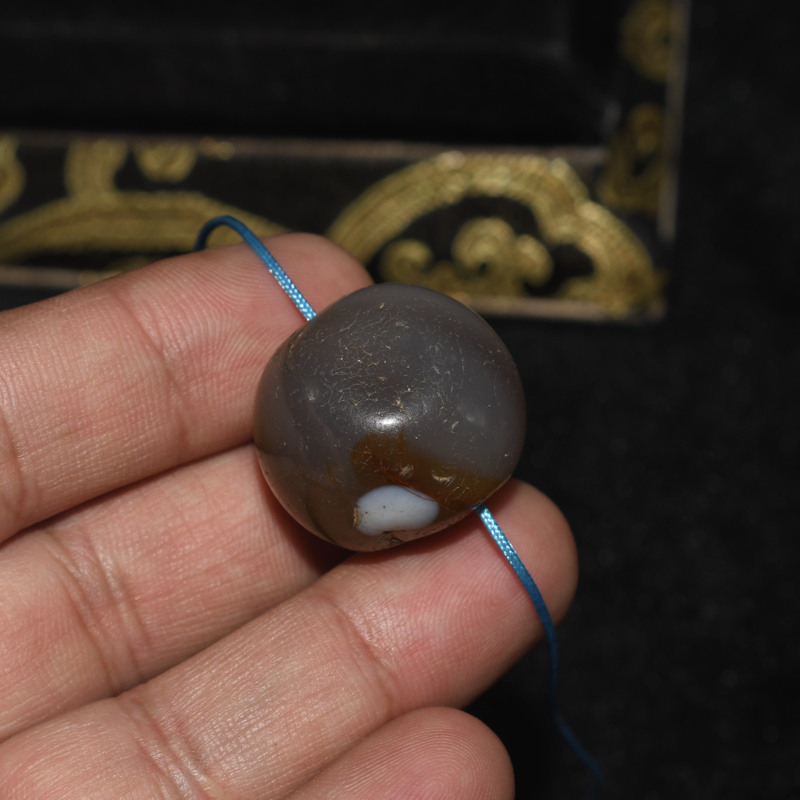 Genuine Ancient Tibetan Himalayan Banded Agate Stone Bead in good Condition