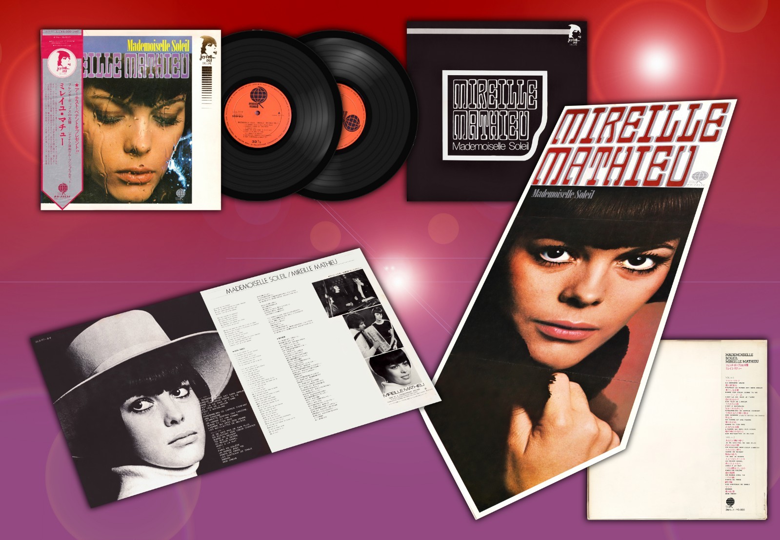 MIREILLE MATHIEU ''MADEMOISELLE SOLEIL'' Japan Box set 2xLP OBI, Insert & Poster
