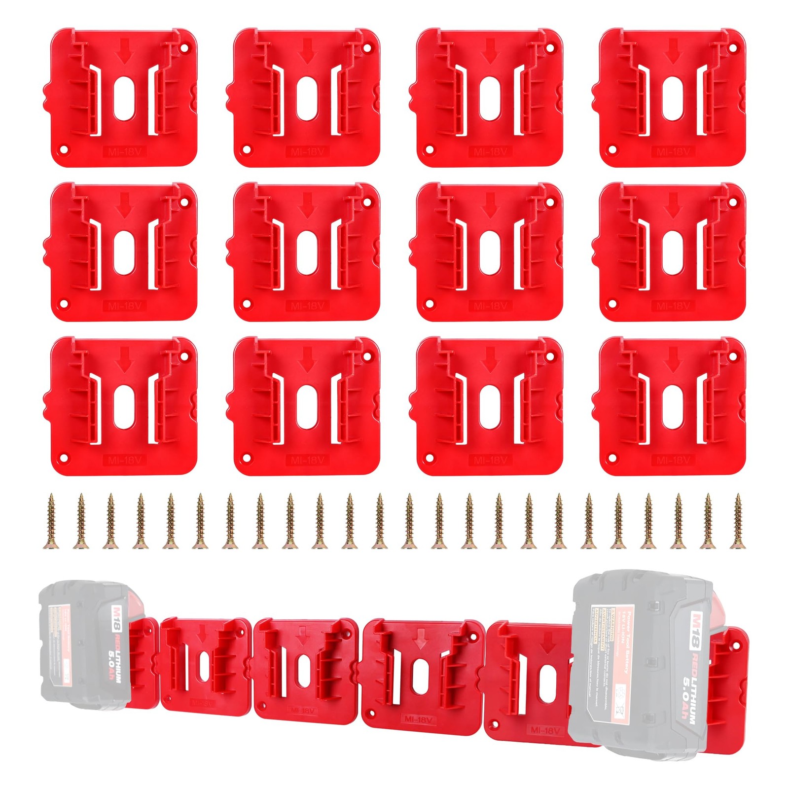 GIPFTYAG 12 Pack Battery Holder for Milwaukee 1 Count (Pack of 12), 12 Pcs 
