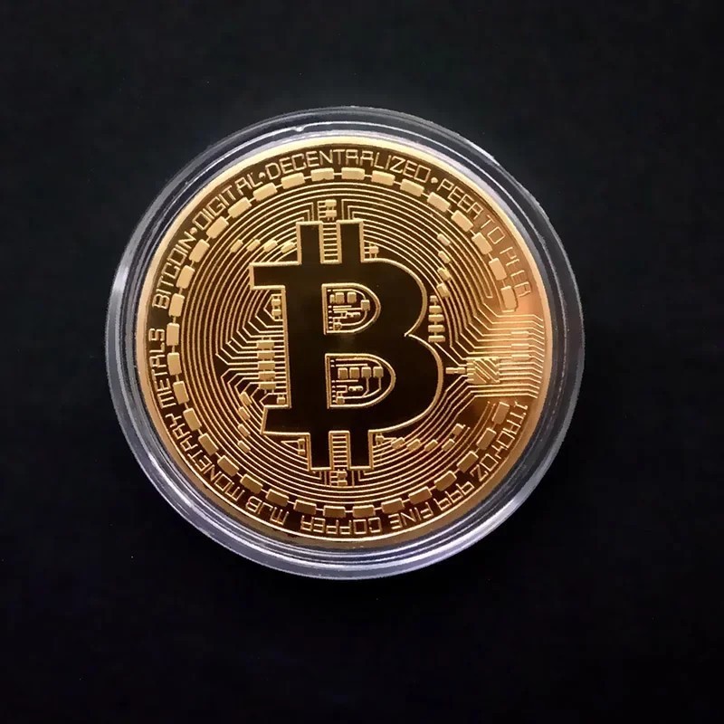 Gold Plated Bitcoin Replica Coin Collectible BTC Metal Antique Gift