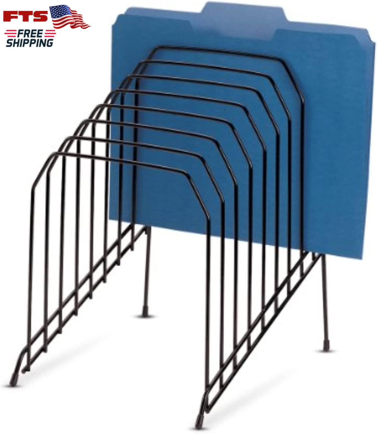 Large Incline 8 Compartment Wire Caddy, Black, 8.5 X 10.375 X 12.625 Inches