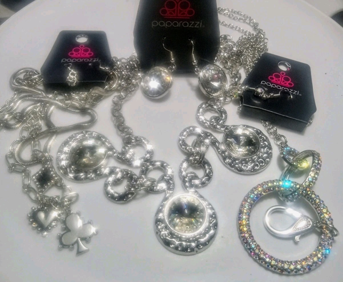3 NWT Paparazzi Hypnotized,Charm And Rhinestone,Neck/Ear Sets,Free Ship!!!