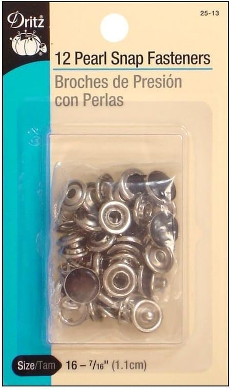 25-13 Pearl Snap Fasteners, Black, Size 16 (7/16-Inch) 12-Count