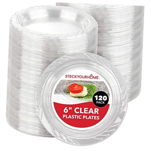  6-Inch Clear Plastic Dessert Plates (Pack) Flexible Disposable 6 Inch 120