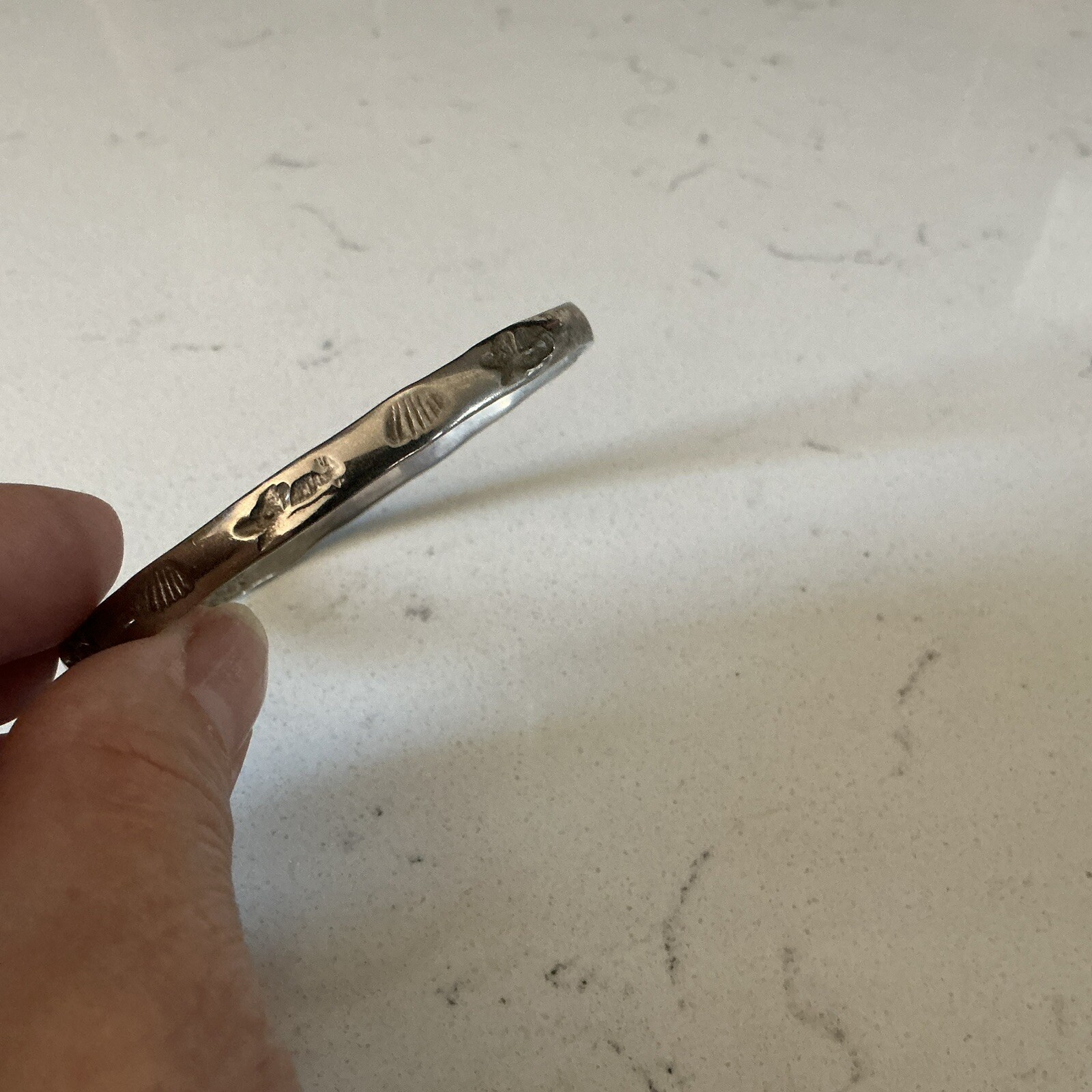 Hand Stamped Sterling Mexican Bracelet 925 Silver Native American Style Bangle