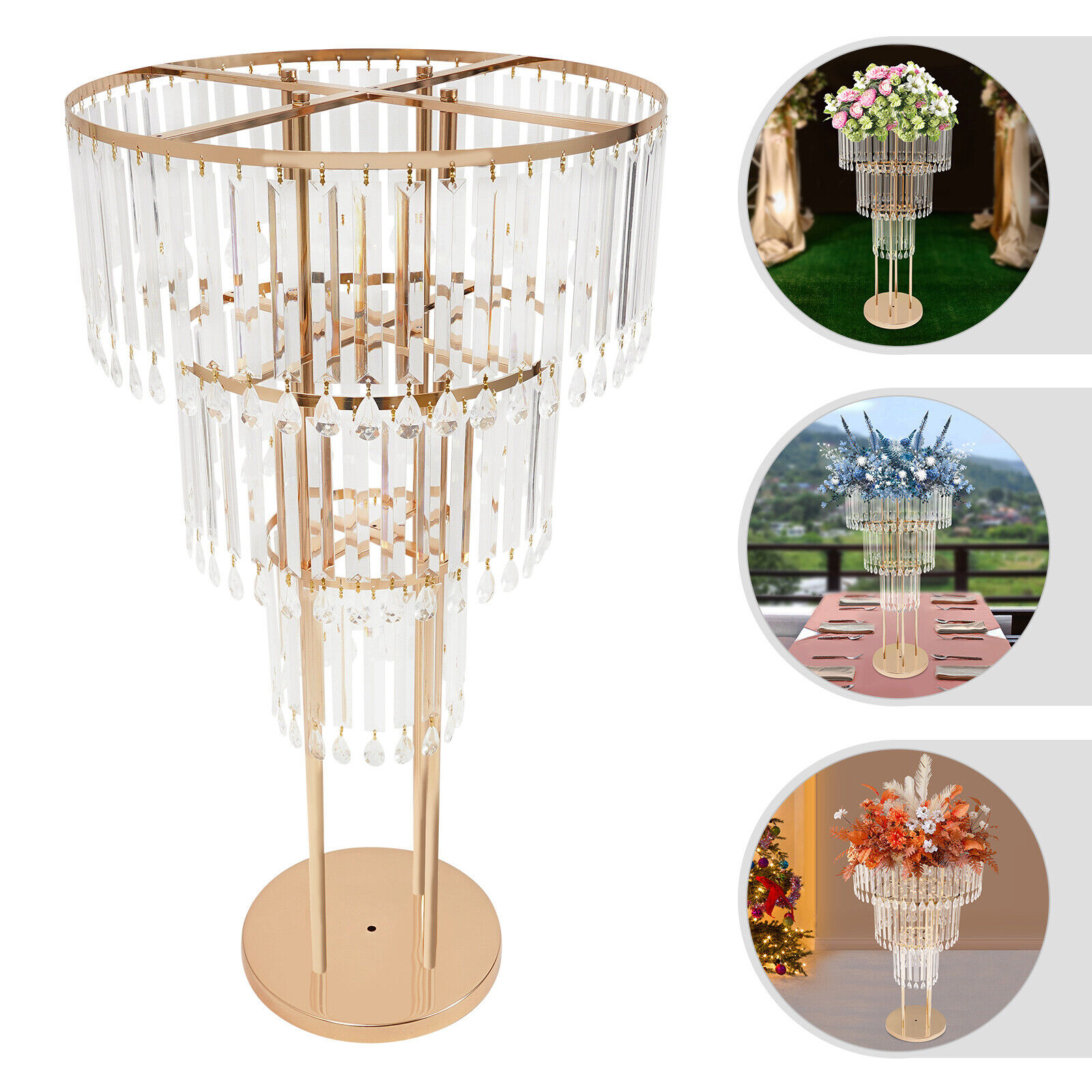Wedding Crystal Flower Stand Wedding Flower Arrangement Decoration 19.69*38.58in