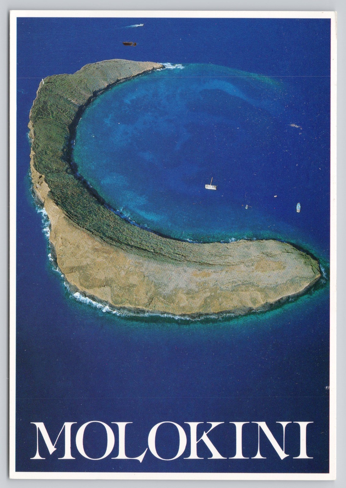 Postcard Hawaii Maui Molokini Crater Aerial View of a Volcano Submerged 56B