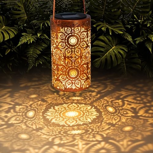 Solar Lanterns Outdoor Hanging Lantern Lights,Metal Decor Lanterns 1 Sunflower
