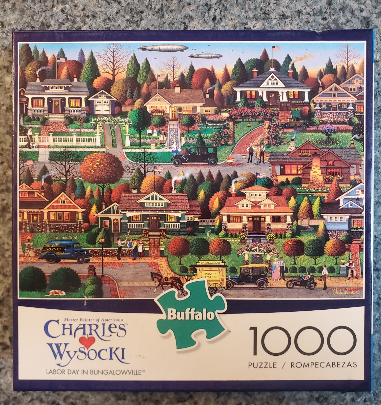 Charles Wysocki LABOR DAY IN BUNGALOWVILLE 1000 pc puzzle autumn fall COMPLETE