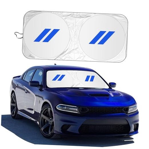 Foldable Sunshade for Dodge Charger Challenger Durango Journey Front Blue