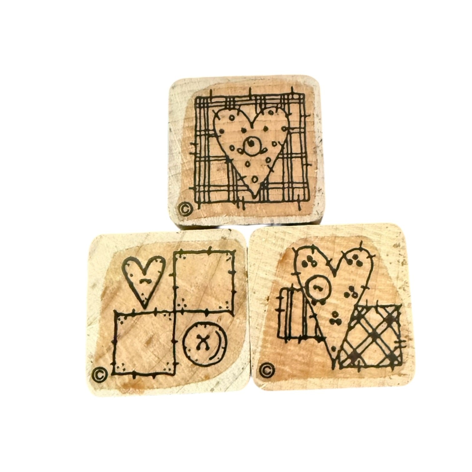 DOTS Set Of 3 Assorted Heart Mini Rubber Stamp