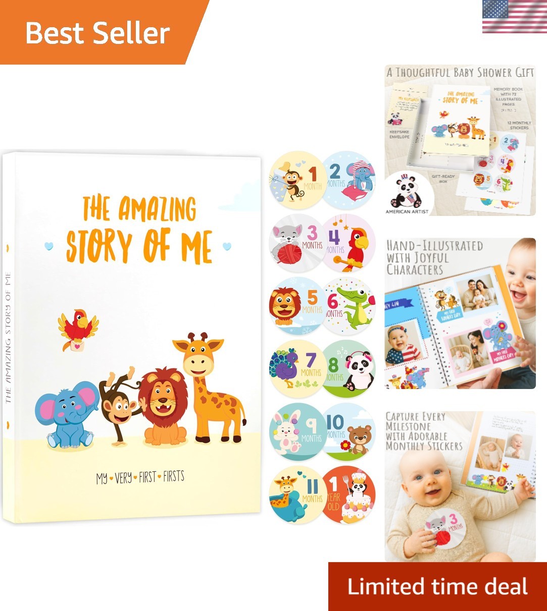 Baby Memory Book for Boy or Girl | First 5  Keepsake Journal Baby Book to Rec...