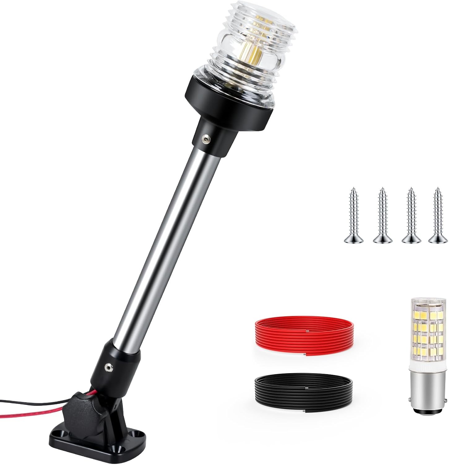 12 Inches Anchor Light Boat Stern Light Waterproof IP67, White Fold Down Marine 