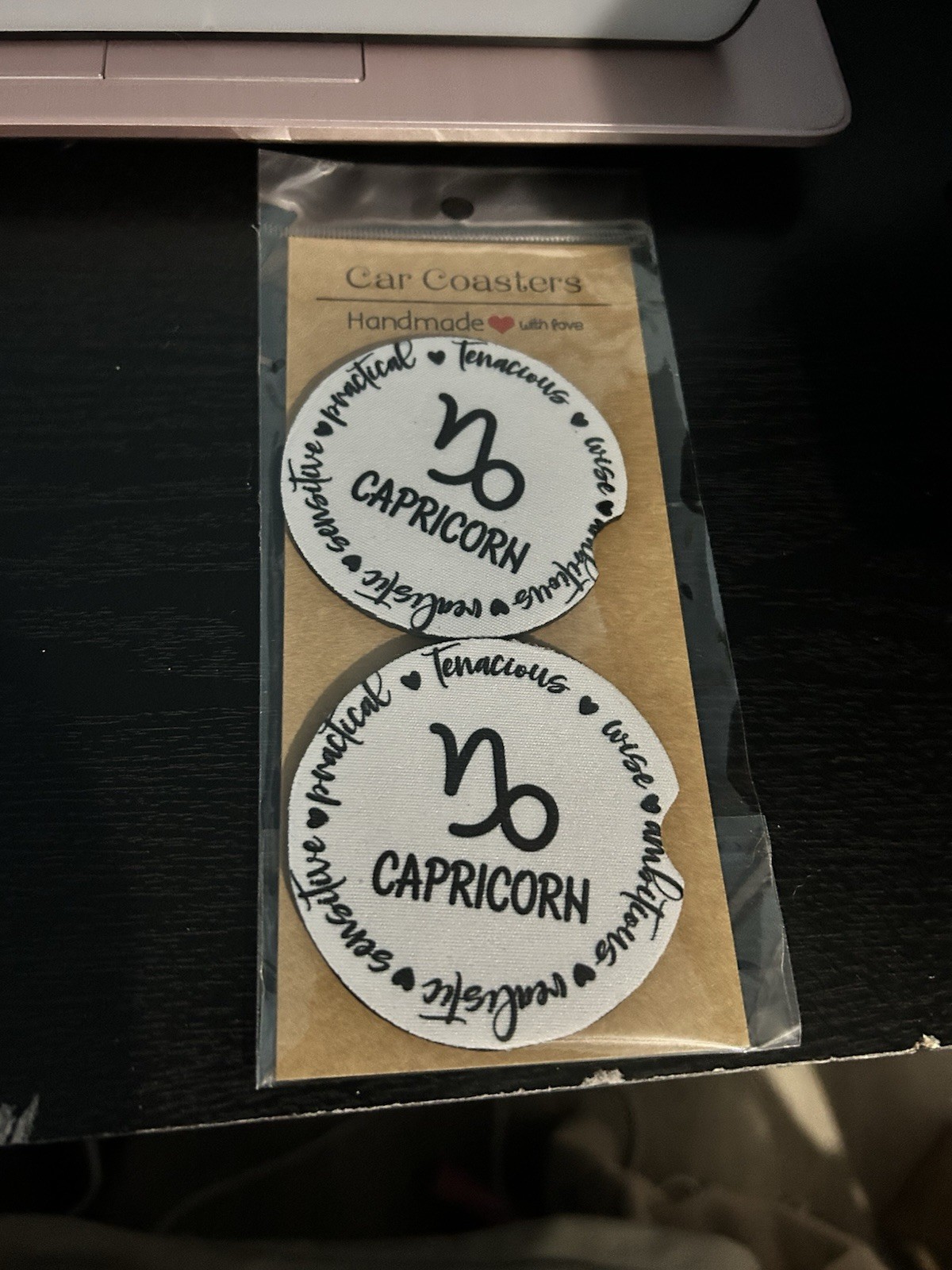 Car Coasters with Capricorn Zodiac Sign